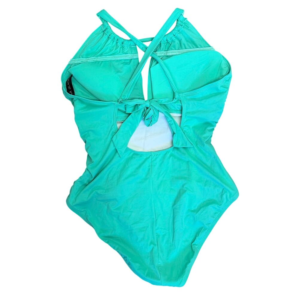 LA BLANCA Island Goddess Keyhole One Piece Swimsuit Ruched Calypso Womens Sz 12 - Picture 4 of 11